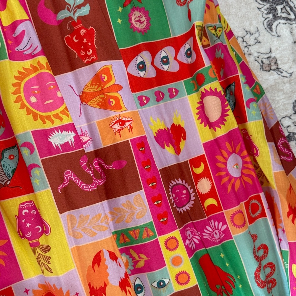 Vibrant Strapless Patchwork Dress - image 3